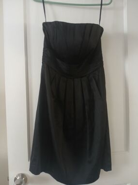 Dusk Collection by Sheila Yen Strapless Black Satin Mini Black Cocktail Dress